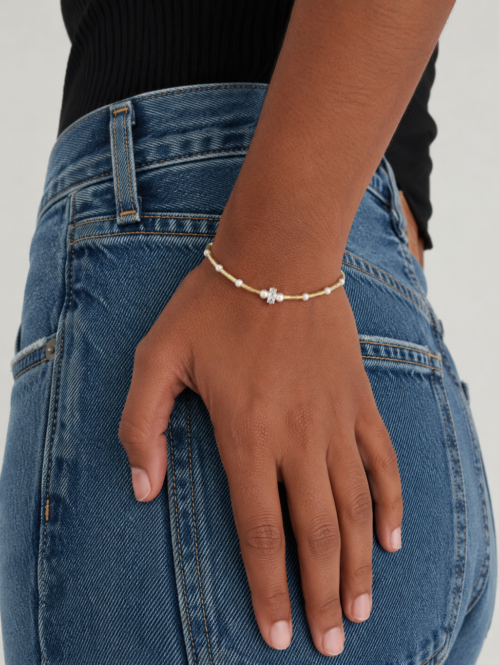 Soft Yellow Pearl Beaded Bracelet