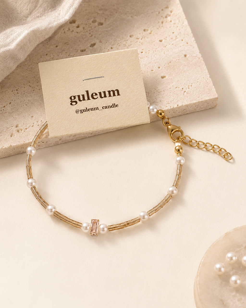 Champagne Pearl Beaded Bracelet