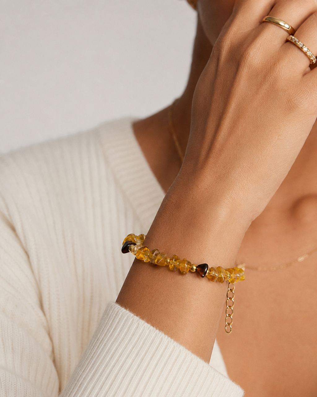 Honey Amber Beaded Bracelet