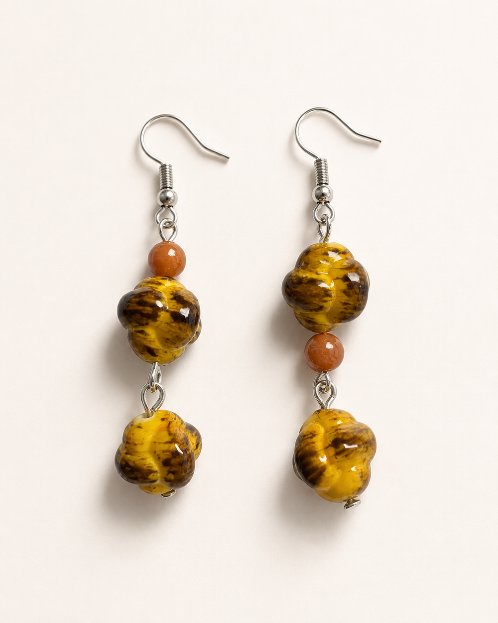 Amber Bloom Beaded Earrings