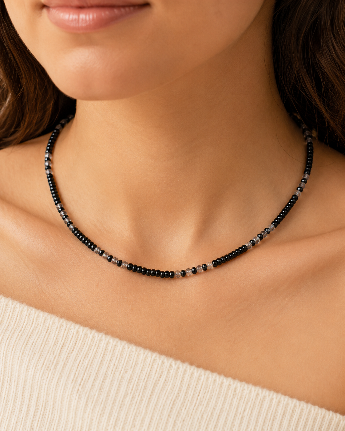 Noir Mist Beaded Necklace