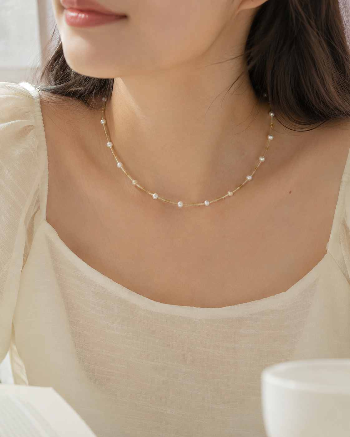 Soft Glow Pearl Beaded Necklace