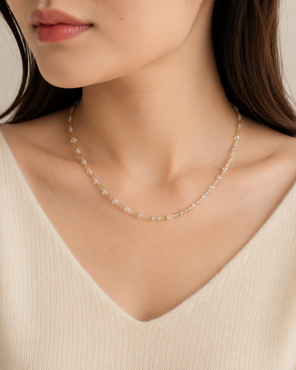 Clear Glow Beaded Necklace