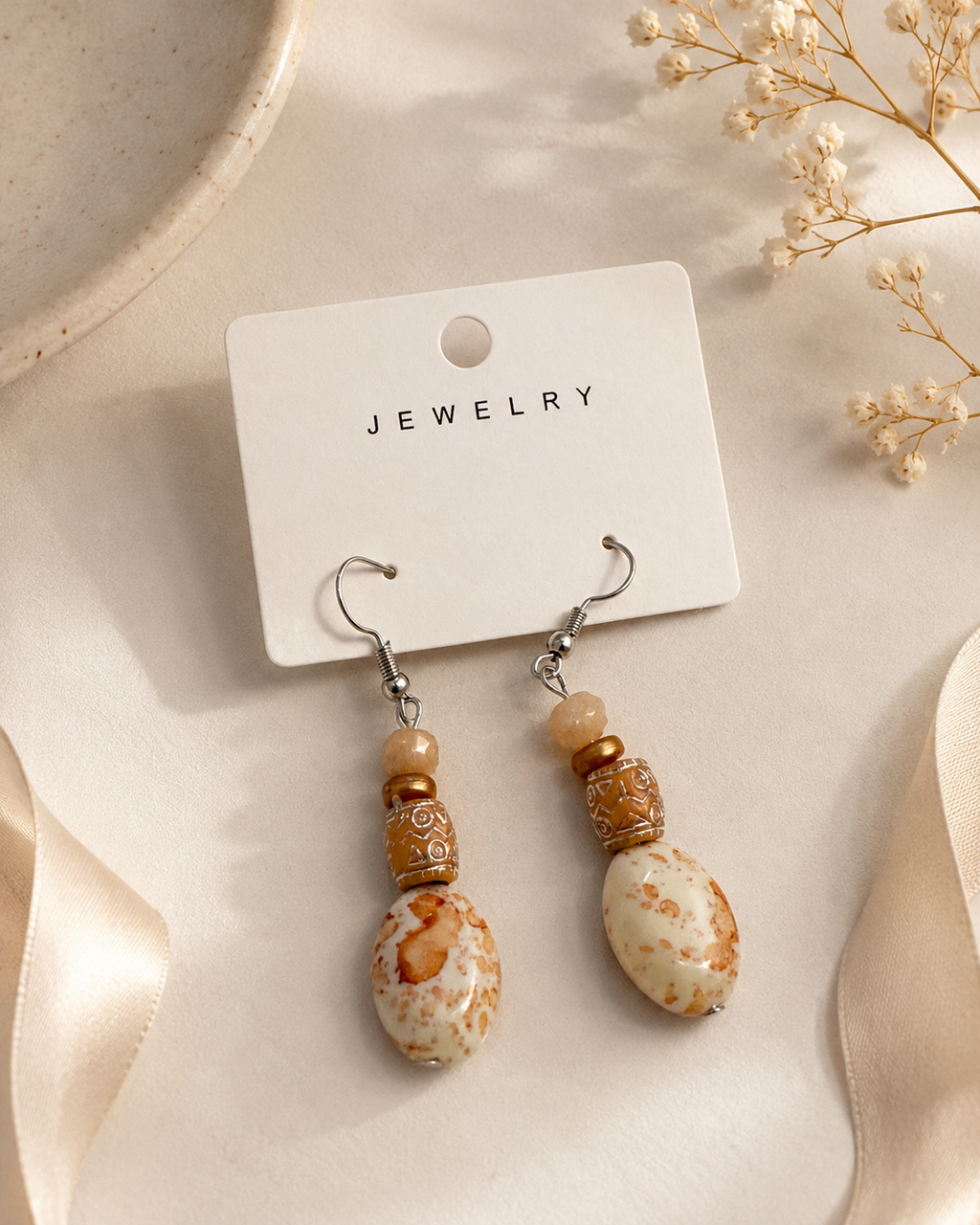 Desert Sand Beaded Earrings