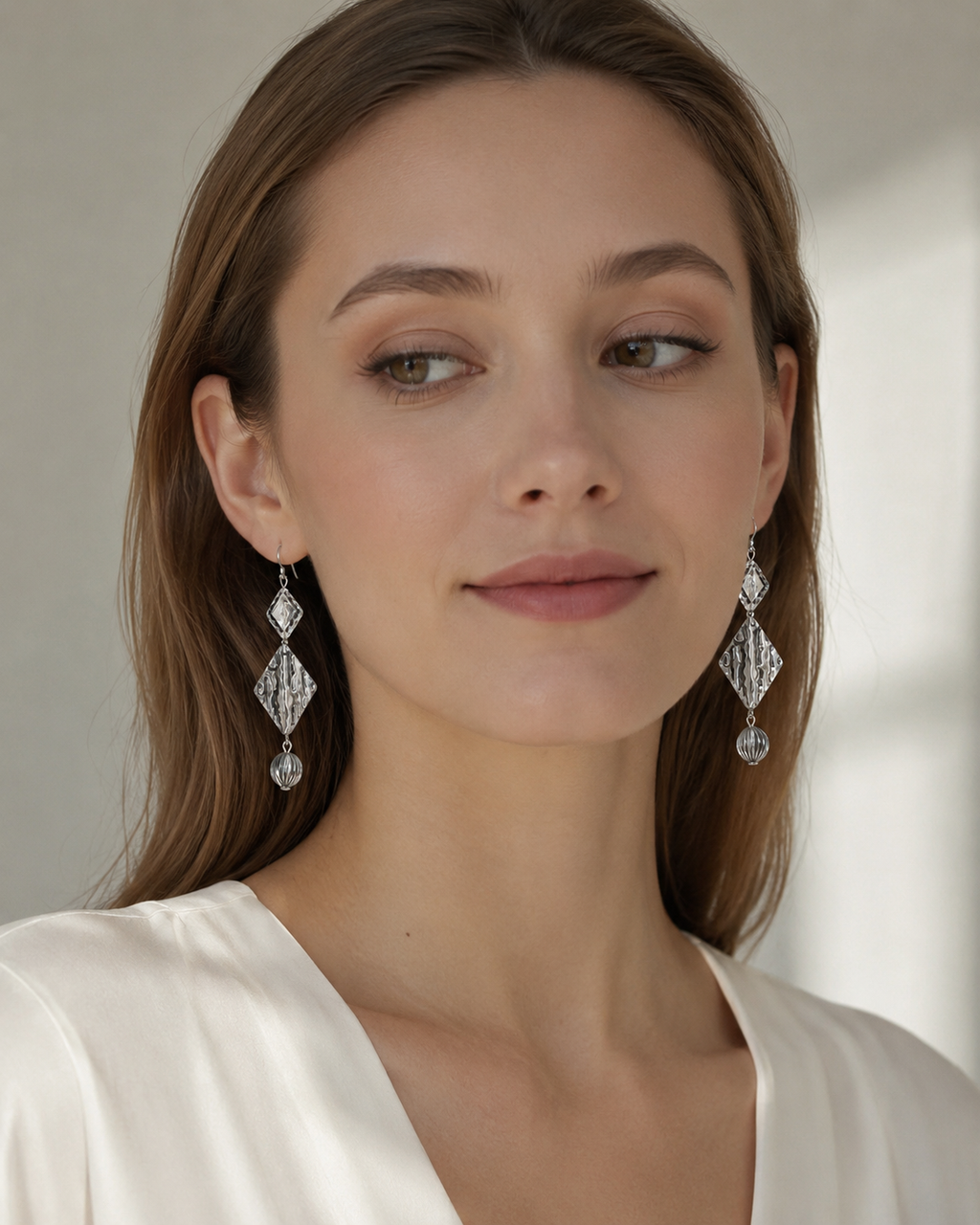 Silver Ripple Drop Earrings
