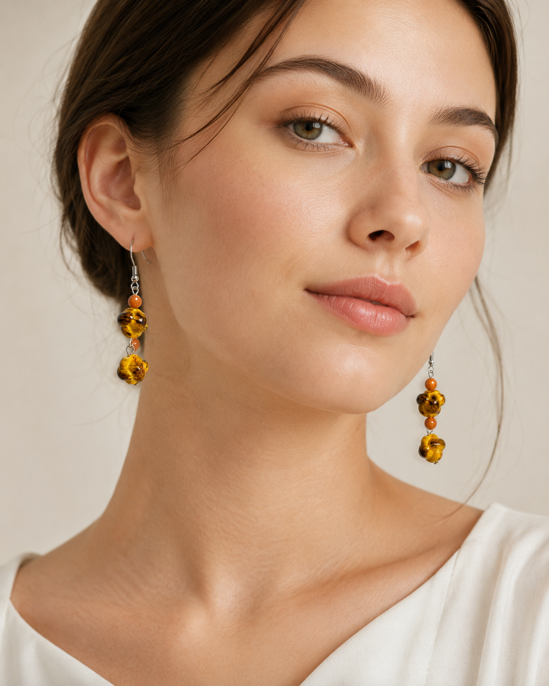Amber Bloom Beaded Earrings