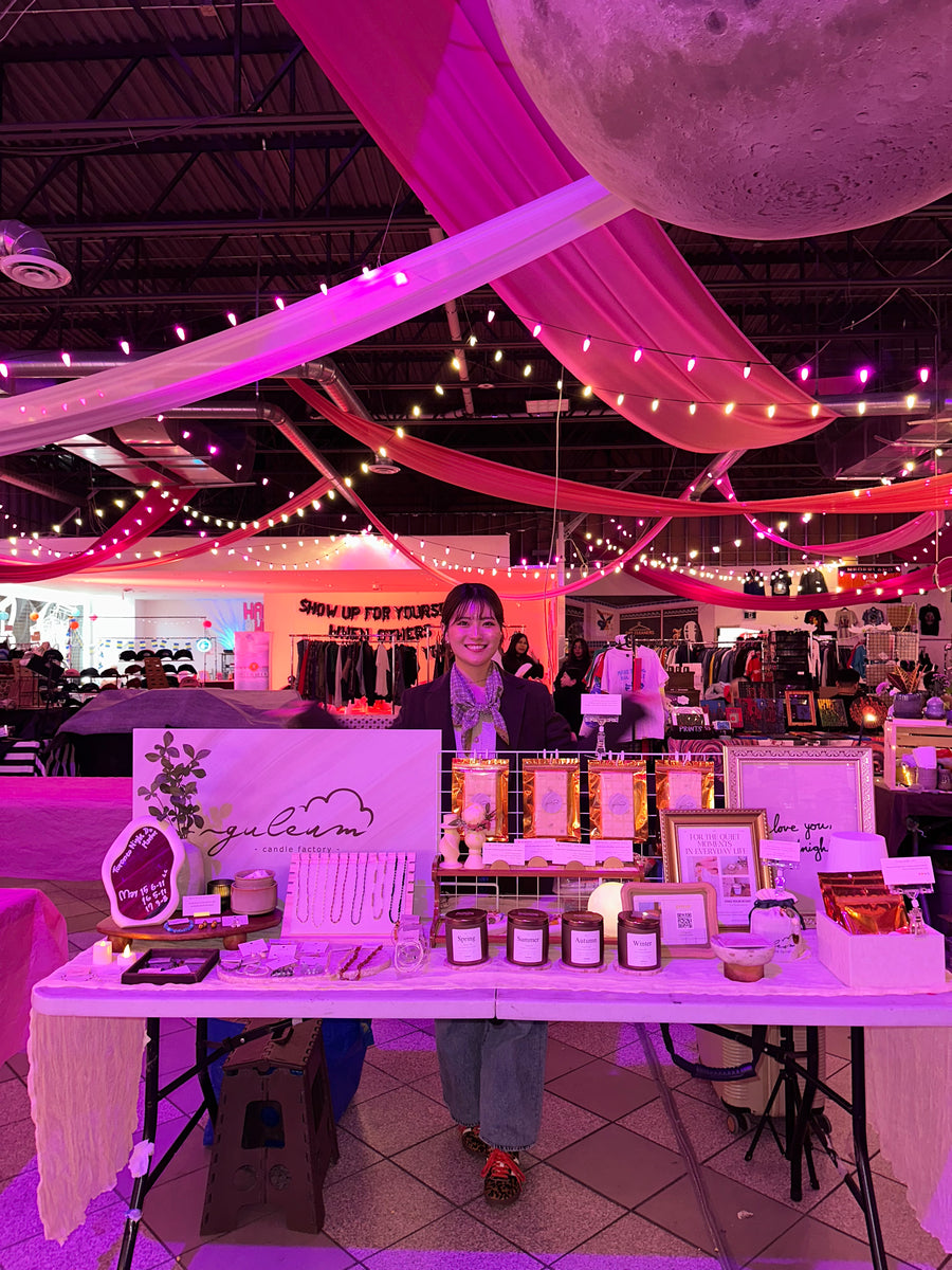 Guleum candles and wax melts at the pop-up