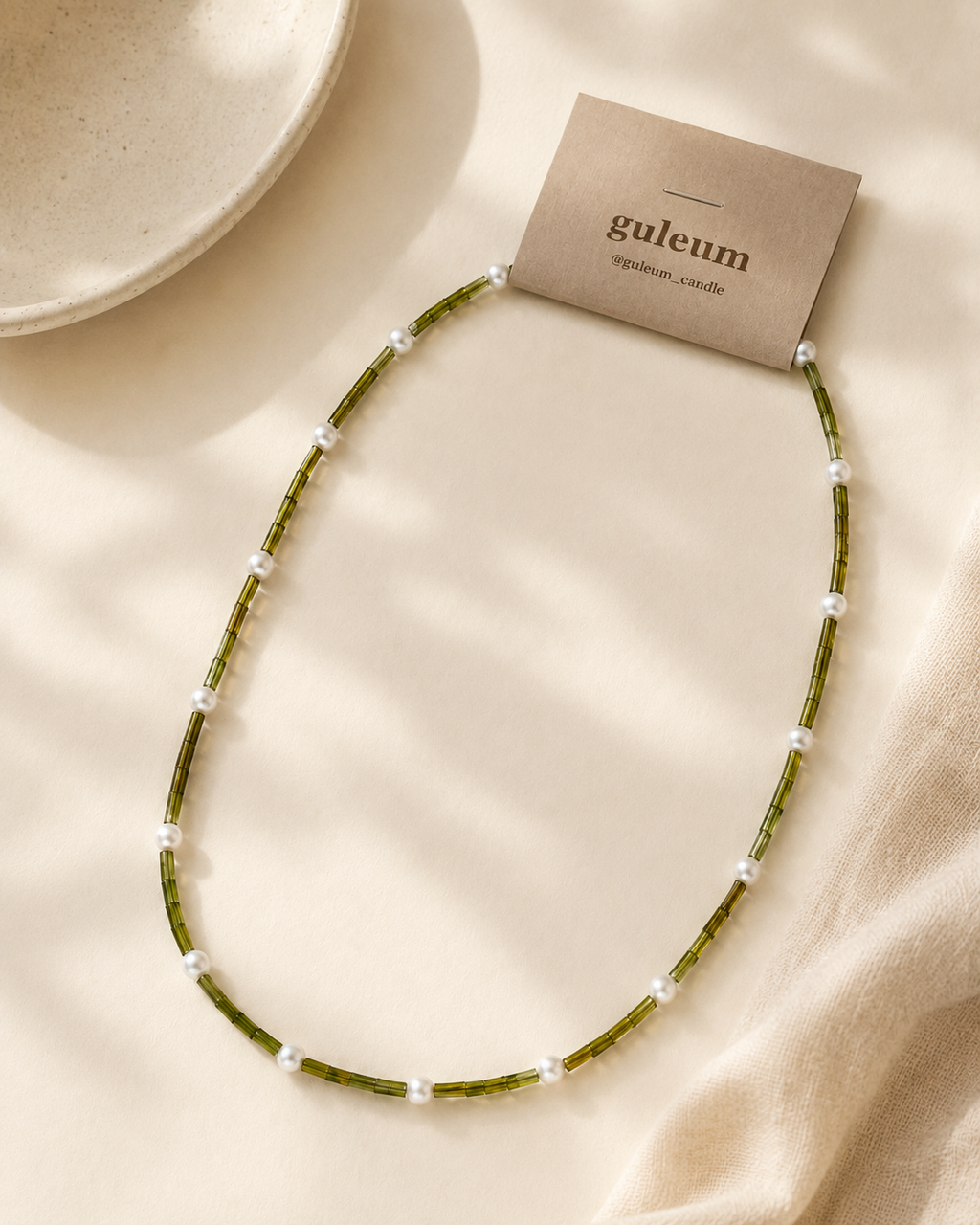 Olive Pearl Beaded Necklace
