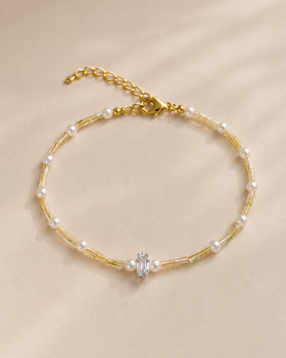 Soft Yellow Pearl Beaded Bracelet