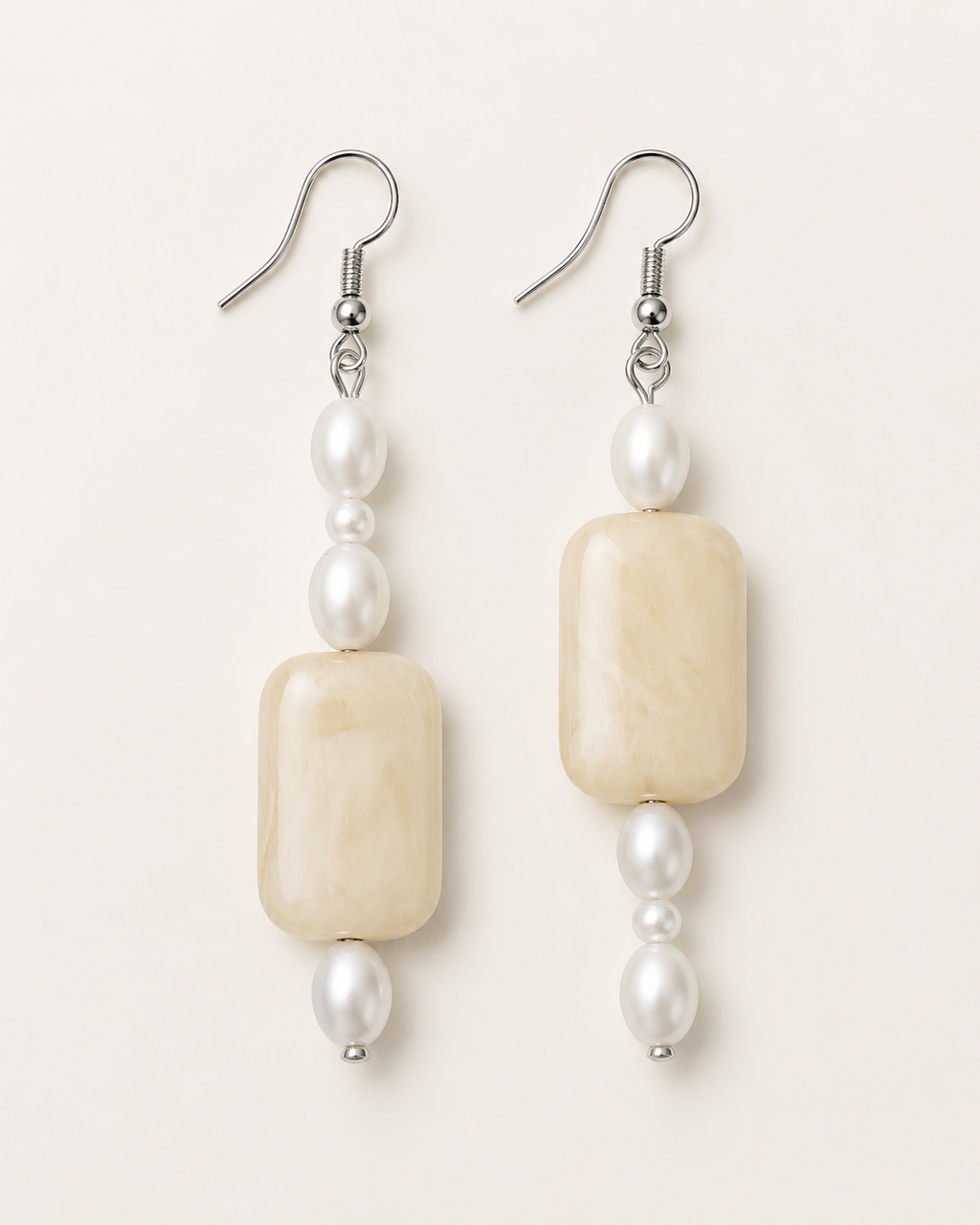 Ivory Pearl Square Earrings