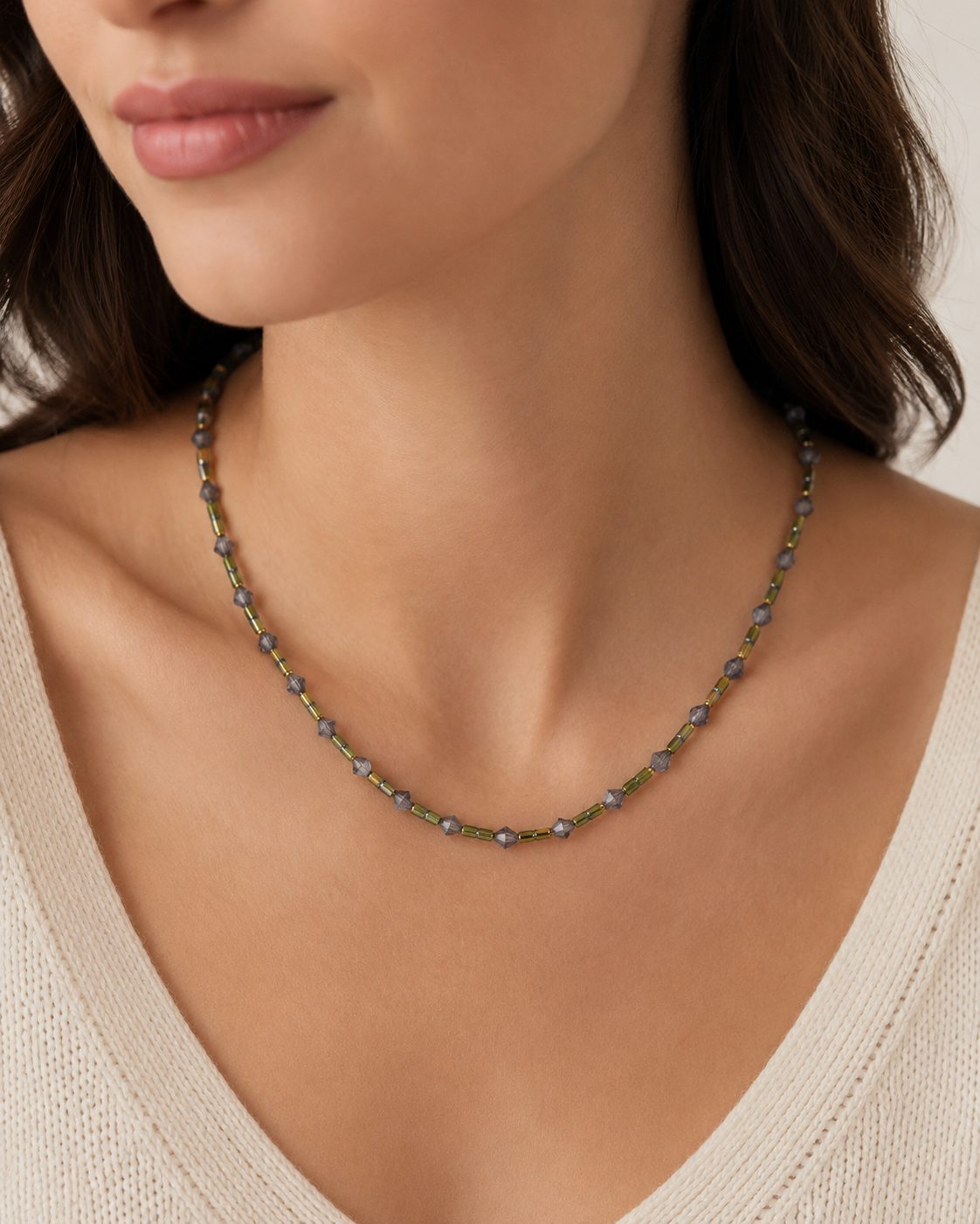 Olive Mist Beaded Necklace