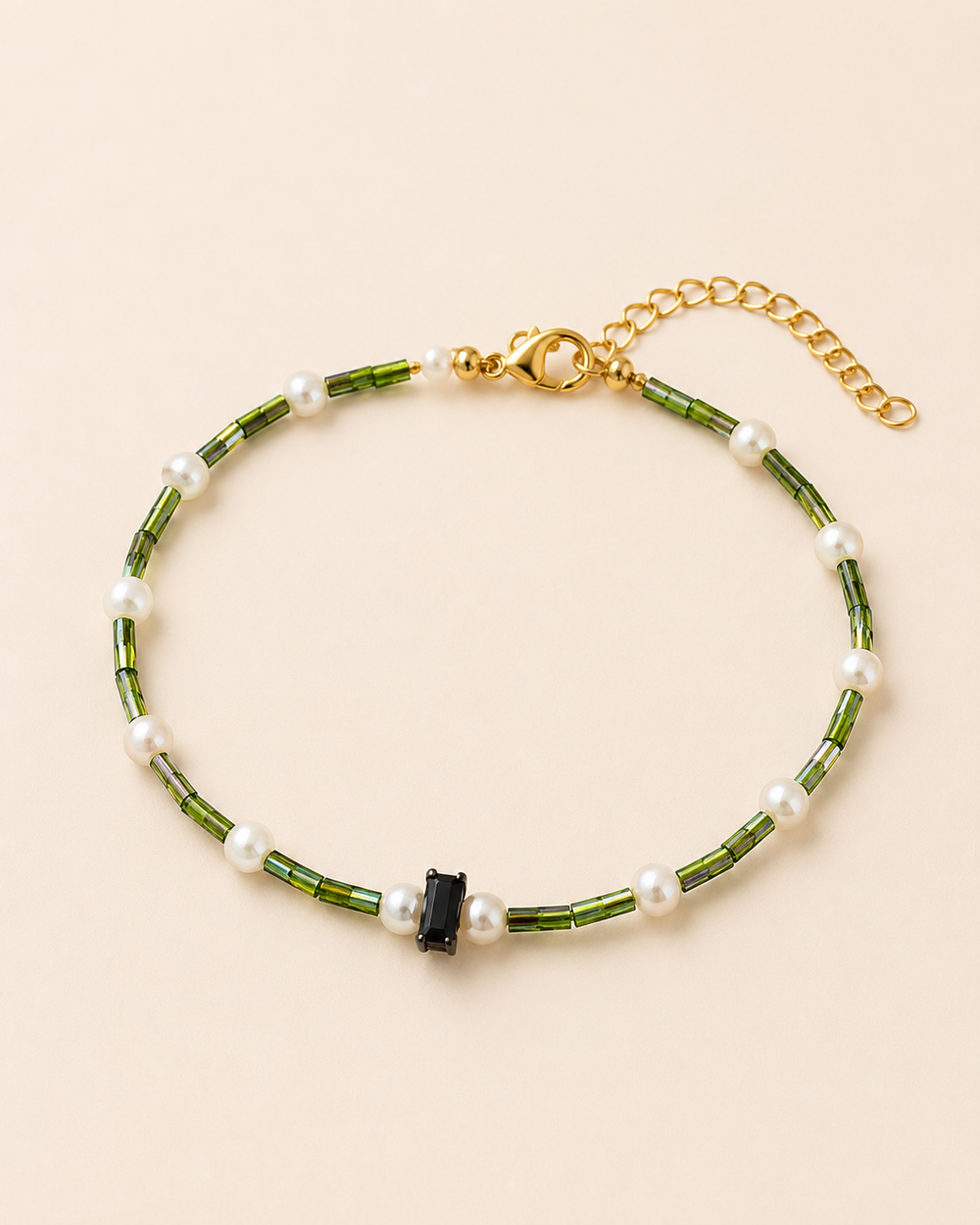 Olive Pearl Beaded Bracelet