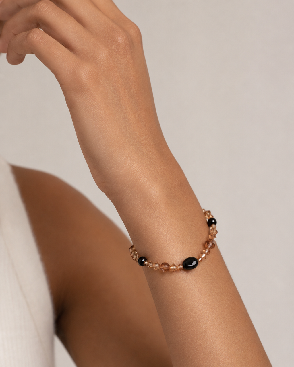 Amber Black Beaded Bracelet