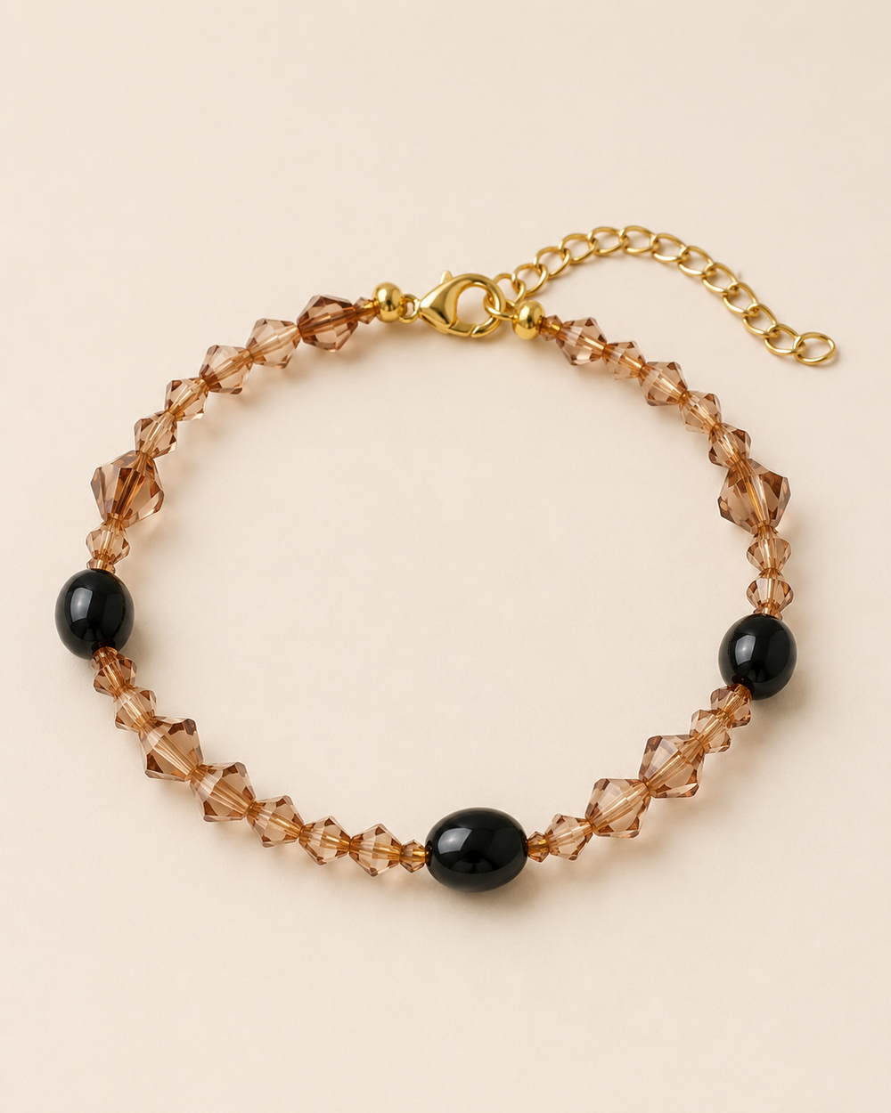 Amber Black Beaded Bracelet