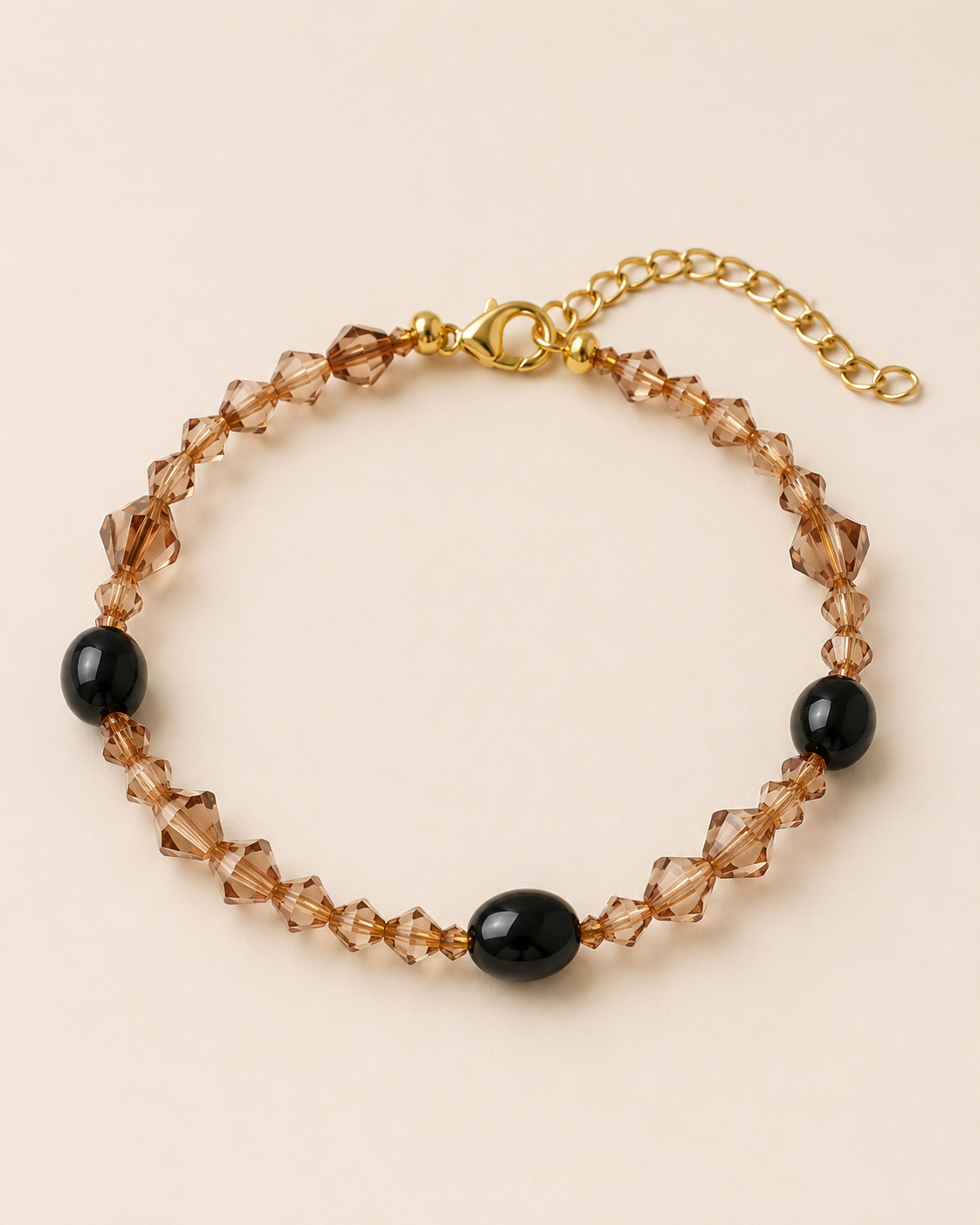Amber Black Beaded Bracelet