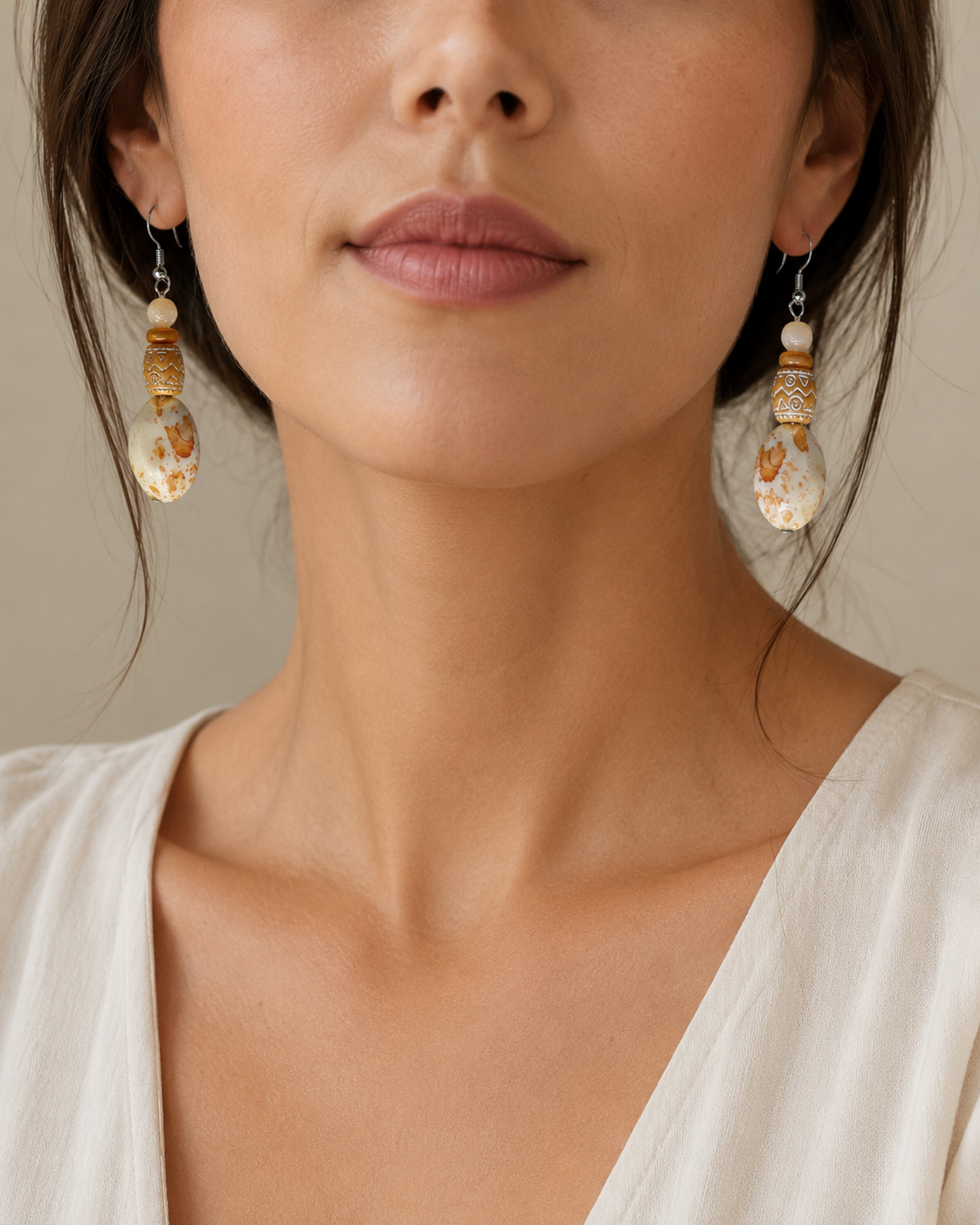 Desert Sand Beaded Earrings