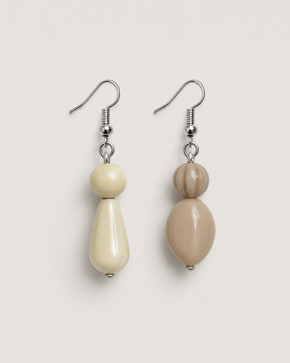 Ivory & Taupe Drop Earrings