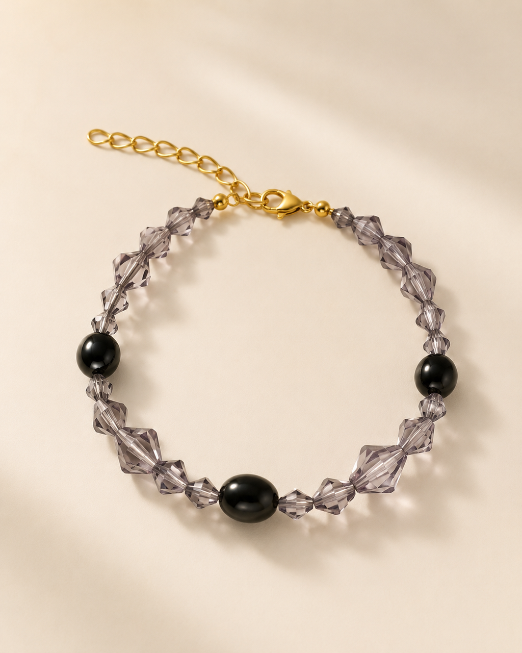 Smoky Black Beaded Bracelet