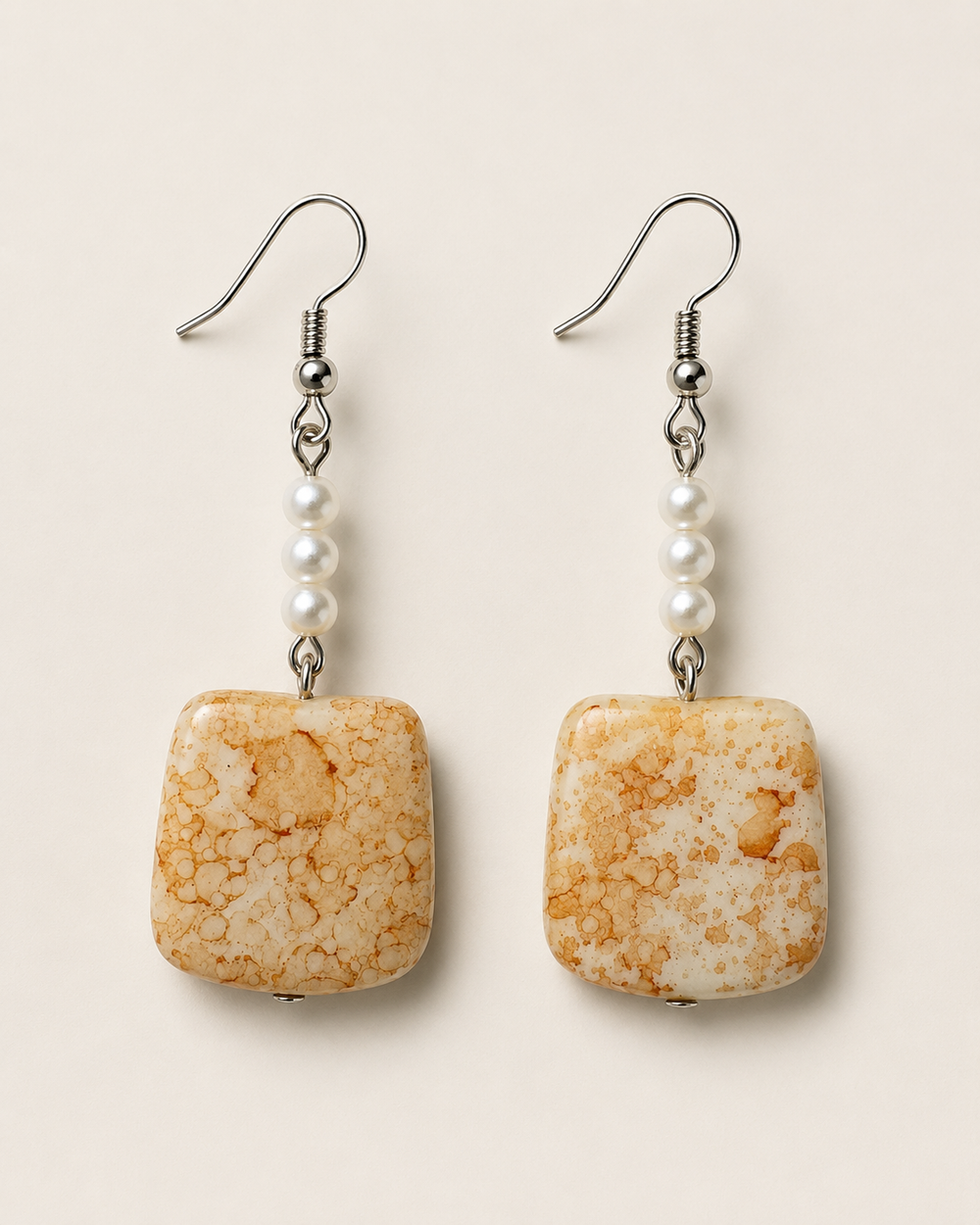 Ivory Pearl Square Earrings